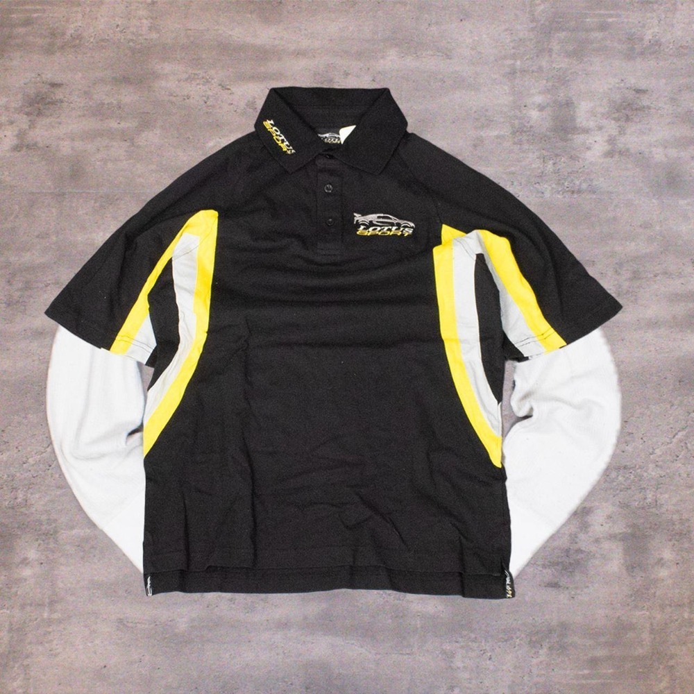 Y2K 2000's Dread Lotus Sport Deadstock Black Polo Sort Sleeve Shirt